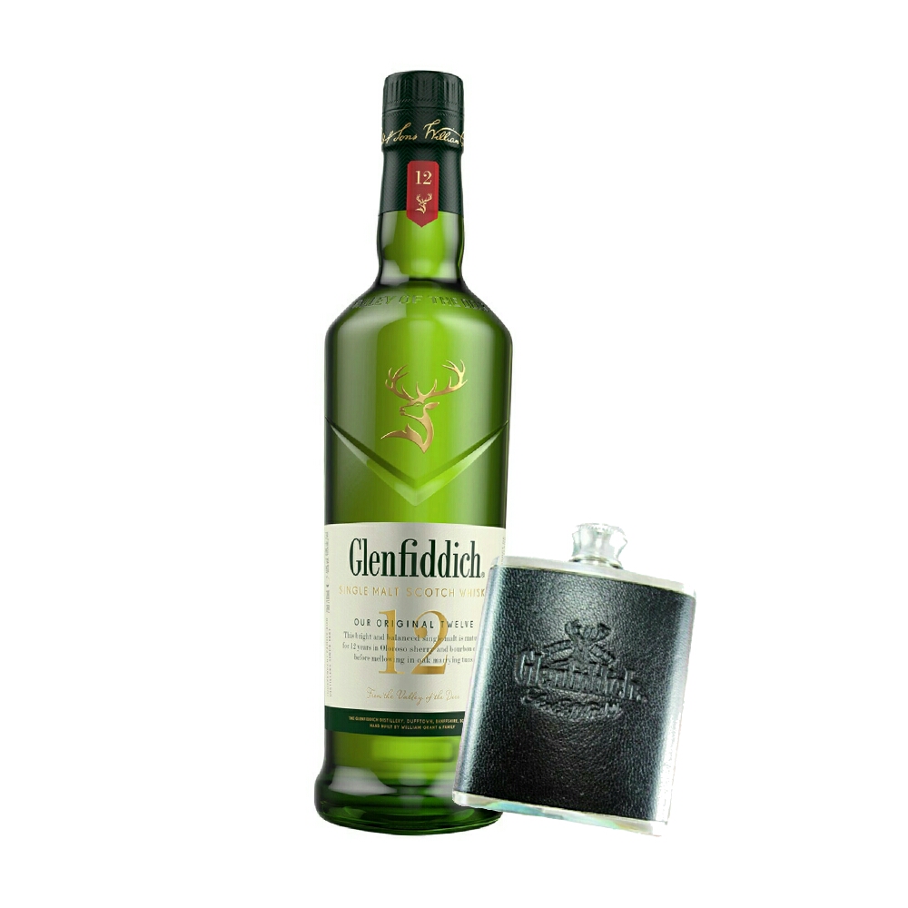 Bundle - Glenfiddich 12YO and Hip Flask